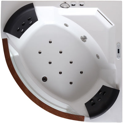 EAGO AM197 5' Rounded Clear Modern Corner Whirlpool with Fixtures Freestanding Bathtubs Inside View in Bathroom