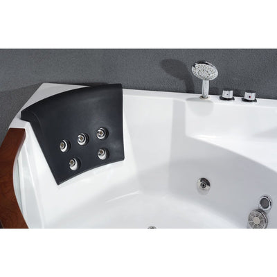 EAGO AM197 5' Rounded Clear Modern Corner Whirlpool with Fixtures Freestanding Bathtubs Seat View in Bathroom