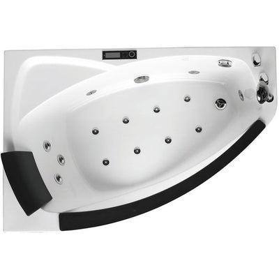 EAGO AM198-R 5' Right Drain Rounded Clear Modern Corner Whirlpool Freestanding Bathtubs Inside View White Background