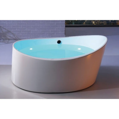 EAGO AM2130 66 Inch Round Acrylic Air Bubble Freestanding Clawfoot Bathtubs Front View in Bathroom