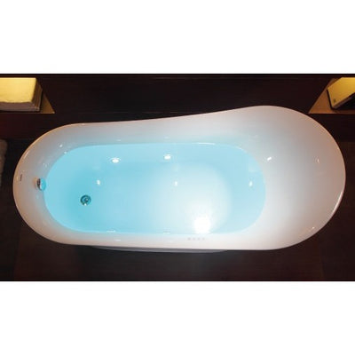 EAGO AM2140 Six Foot White Air Bubble Freestanding Bathtubs Top View With Water Light on