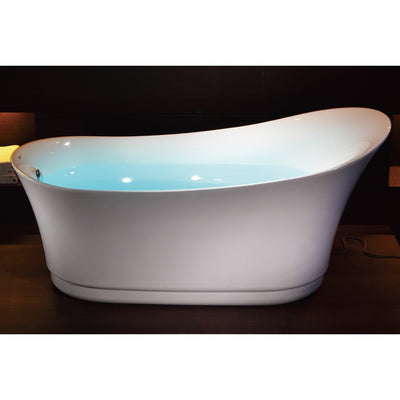 EAGO AM2140 Six Foot White Air Bubble Freestanding Bathtubs Front View in Bathroom