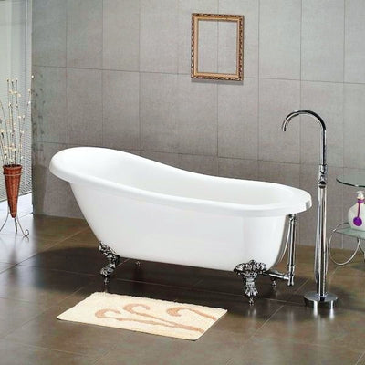 Cambridge Plumbing Acrylic Slipper Bathtub 67" X 28" - Affordable Cheap Freestanding Clawfoot Bathtubs Tub