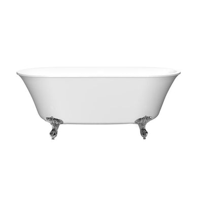 Barclay Cicely 63" Acrylic Freestanding Tub - No Faucet Holes Brushed Nickel Front View in White Background