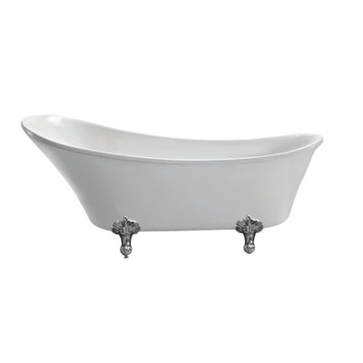 Barclay Lani 69″ Acrylic Slipper Freestanding Tub Brushed Nickel Front View in White Background