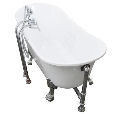 A & E Bath and Shower Dorya Acrylic 69" All-in-One Clawfoot Tub Kit Freestanding Clawfoot Bathtubs Tub Back View White Background