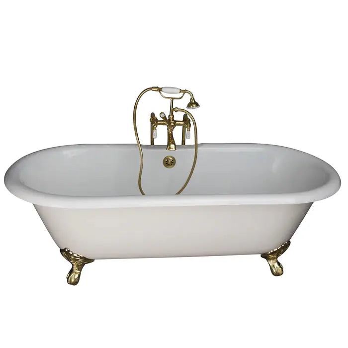 Barclay - Columbus 61" Cast Iron Double Roll Top Tub Kit - Polished Brass Accessories Barclay Products