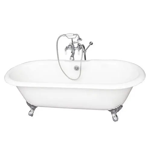 Barclay Columbus 61" Cast Iron Double Roll Top Tub Kit - Polished Chrome Accessories Barclay Products