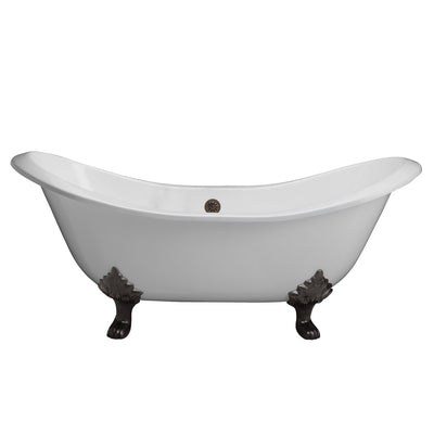 Barclay Products Marshall Cast Iron Double Slipper Freestanding Clawfoot Bathtubs Front View White Background