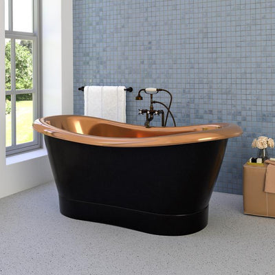 Barclay - Chapal 70" Copper Double Slipper Tub on Base - COTDSN70B-BLP
