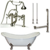 Cambridge Plumbing DES-463D-6-PKG Cast Iron Double Ended Slipper Tub 71" by 30" with 7" Deck Mount Faucet Drillings and Faucet Complete Package - Affordable Cheap Freestanding Clawfoot Bathtubs Tub