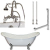 Cambridge Plumbing DES-684D-PKG Cast Iron Double Ended Slipper Tub 71" X 30" with 7" Deck Mount Faucet Drillings and Faucet Complete Plumbing Package - Affordable Cheap Freestanding Clawfoot Bathtubs Tub