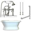 Cambridge Plumbing DES-PED-463D-6-PKG Cast Iron Double Ended Slipper Tub 71"X 30" with 7" Drillings and Faucet - Plumbing Package - Deck Mount Risers - Affordable Cheap Freestanding Clawfoot Bathtubs Tub