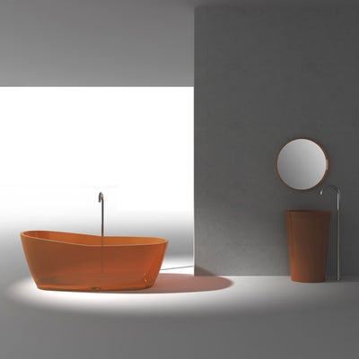 ANZZI Ember Series 5.4 ft. Man-Made Stone Center Drain Freestanding Bathtub