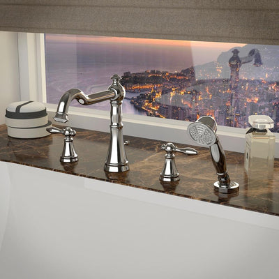 ANZZI Ahri Series FR-AZ274 2-Handle Deck-Mount Roman Tub Faucet with Handheld Sprayer in Polished Chrome