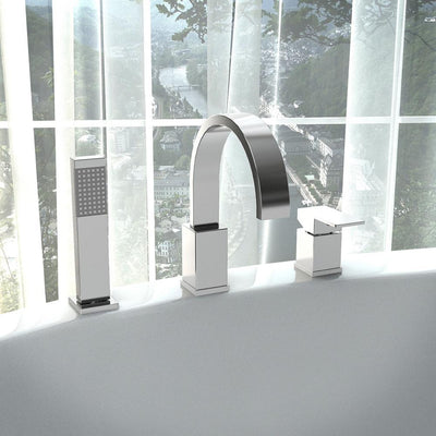 ANZZI Nite Series FR-AZ473 Single-Handle Deck-Mount Roman Tub Faucet with Handheld Sprayer in Polished Chrome