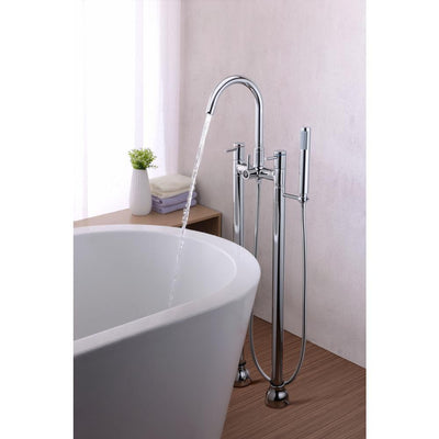 ANZZI Sol Series FS-AZ0027 3-Handle Freestanding Claw Foot Tub Faucet with Hand Shower