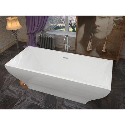 ANZZI Vision Series 5.9 ft. Acrylic Double Slipper Freestanding Flatbottom Non-Whirlpool Bathtub in White with Freestanding Faucet