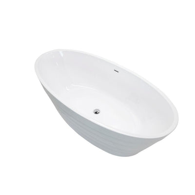 ANZZI Nimbus Series 5.6 ft. Acrylic Classic Freestanding Flatbottom Non-Whirlpool Bathtub in White with Freestanding Faucet