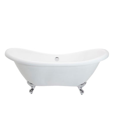 ANZZI Aegis Series FT-AZ082 5.7 ft. Acrylic Center Drain Freestanding Bathtub in Glossy White