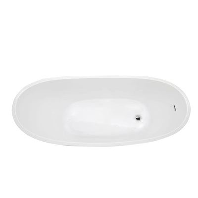 ANZZI Stratus Series 5.6 ft. Acrylic Slipper Freestanding Flatbottom Non-Whirlpool Bathtub in White with Freestanding Faucet