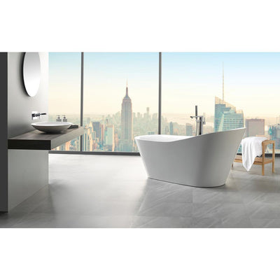 ANZZI Arges Series FT-AZ106 5.9 ft. Center Drain Freestanding Bathtub in Glossy White