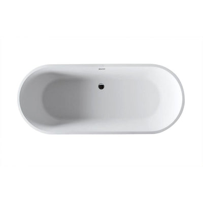 ANZZI Rossetto Series FT-AZ503 5.6 ft. Man-Made Stone Center Drain Freestanding Bathtub in Matte White
