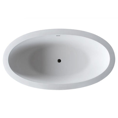 ANZZI Lusso Series 6.3 ft. Man-Made Stone Classic Freestanding Flatbottom Non-Whirlpool Bathtub in Matte White with Freestanding Faucet