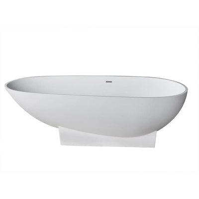 ANZZI Volo Series 5.9 ft. Man-Made Stone Classic Freestanding Flatbottom Non-Whirlpool Bathtub in Matte White with Freestanding Faucet
