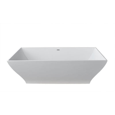 ANZZI Crema Series FT-AZ509 5.9 ft. Man-Made Stone Center Drain Freestanding Bathtub in Matte White