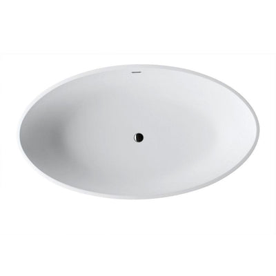 ANZZI Cestino Series 5.5 ft. Man-Made Stone Classic Freestanding Flatbottom Non-Whirlpool Bathtub in Matte White with Freestanding Faucet