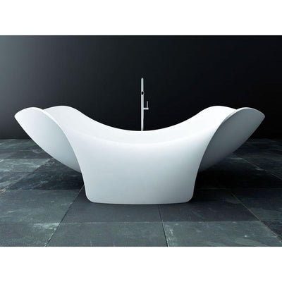 ANZZI Cielo Series FT-AZ512 6.5 ft. Man-Made Stone Center Drain Freestanding Bathtub in Matte White