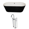 ANZZI Dualita Series Acrylic Classic Freestanding Flatbottom Non-Whirlpool Bathtub in Black with Freestanding Faucet