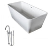 ANZZI Cenere Series 4.9 ft. Man-Made Stone Classic Freestanding Flatbottom Non-Whirlpool Bathtub in Matte White with Freestanding Faucet