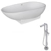 ANZZI Volo Series 5.9 ft. Man-Made Stone Classic Freestanding Flatbottom Non-Whirlpool Bathtub in Matte White with Freestanding Faucet