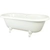 Kingston Brass Aqua Eden 67" Double Ended Acrylic Tub Freestanding Clawfoot Bathtubs White Side View in Bathroom