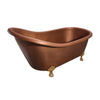 Barclay - Lawson 66" Copper Slipper Tub with Brass Feet - COTSN66-LC-PB
