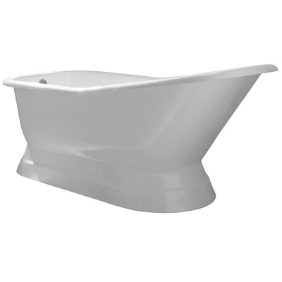 Barclay Products Lyndsey Cast Iron Slipper Tub on Base, 68", White - Affordable Cheap Freestanding Clawfoot Bathtubs Tub