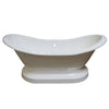 Barclay Products Marshall Cast Iron Double Slipper With Base Freestanding Clawfoot Bathtubs Front View White Background