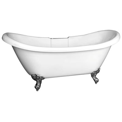 Barclay Meilyn 63″ Acrylic Double Slipper Freestanding Tub – No Faucet Holes with Tap Deck