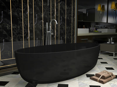 ANZZI Opal Series 5.6 ft. Man-Made Stone Center Drain Freestanding Bathtub