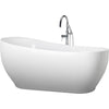 A & E Bath and Shower Oslo Acrylic 71" All-in-One Oval Freestanding Tub Kit Freestanding Clawfoot Bathtubs Tub Front View White Background