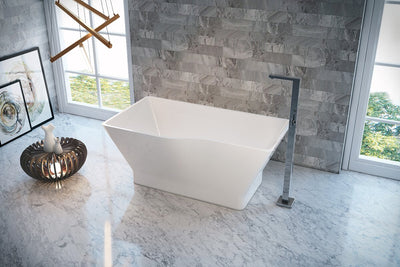 A&E Bath and Shower Riga 59" Asymetric Freestanding Tub No faucet in Bathroom