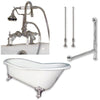 Cambridge Plumbing Cast Iron Slipper Clawfoot Tub 61" X 30" with 7" Faucet Drillings and English Telephone Style Faucet Complete Plumbing Package - Affordable Cheap Freestanding Clawfoot Bathtubs Tub