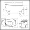 Cambridge Plumbing Cast Iron Swedish Slipper Tub 54" X 30" - Affordable Cheap Freestanding Clawfoot Bathtubs Tub