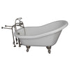 Barclay Products Fillmore 60″ Acrylic Slipper Tub Kit in White – Brushed Nickel Accessories - Affordable Cheap Freestanding Clawfoot Bathtubs Tub