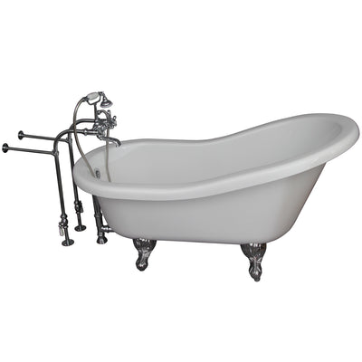 Barclay Products Fillmore 60″ Acrylic Slipper Tub Kit in White – Polished Chrome Accessories - Affordable Cheap Freestanding Clawfoot Bathtubs Tub
