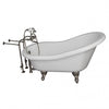 Barclay TKADTS67-WBN1 Isadora 67″ Acrylic Slipper Tub Kit in White – Brushed Nickel Accessories in White Background