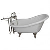 Barclay TKADTS67-WBN2 Isadora 67″ Acrylic Slipper Tub Kit in White – Brushed Nickel Accessories in White Background