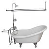 Barclay TKADTS67-WCP4 Isadora 67″ Acrylic Slipper Tub Kit in White – Polished Chrome Accessories in White Background